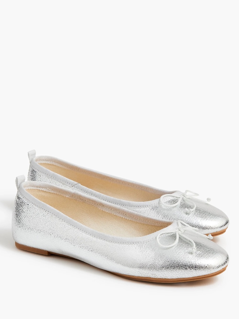J. Crew Crewcuts Silver Metallic Ballet Flats Girls Size 2